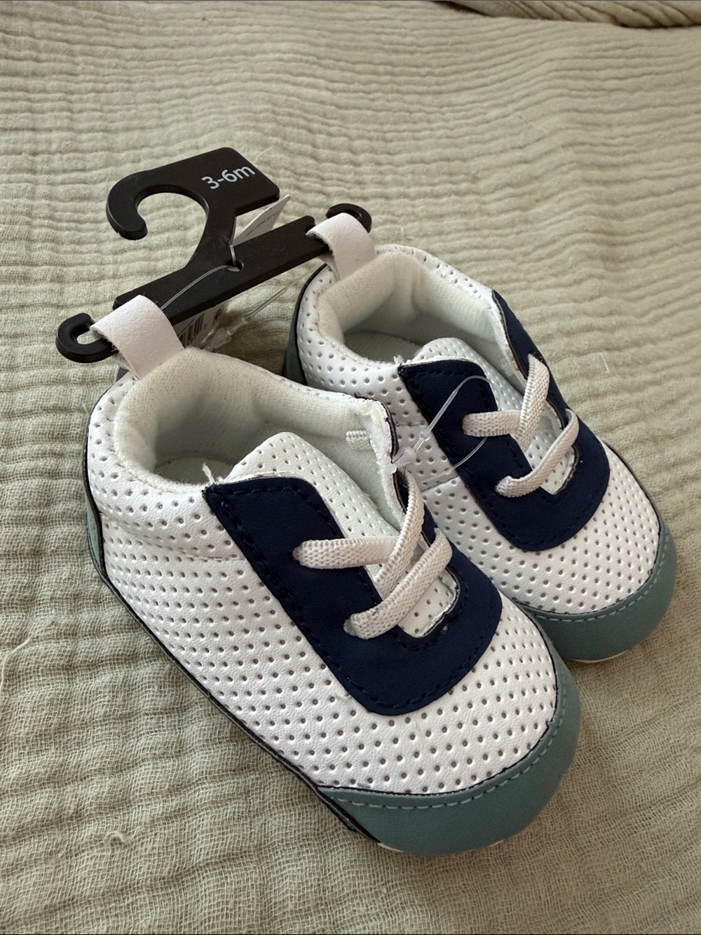 Carter's White and Navy Baby Mesh Sneakers